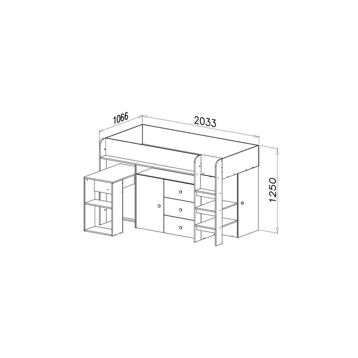 HOCHBETT Smart Artisan Eiche / schwarz 106 / 203 / 125cm Leiter rechts - Schwarz/Braun, Holz/Holzwerkstoff (90/200cm) - Feldmann-Wohnen