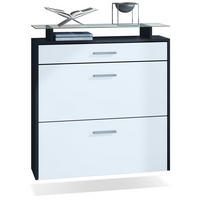 SCHUHSCHRANK Malea Front in Weiß matt - Weiß, Holzwerkstoff (89/96/23cm) - Vladon