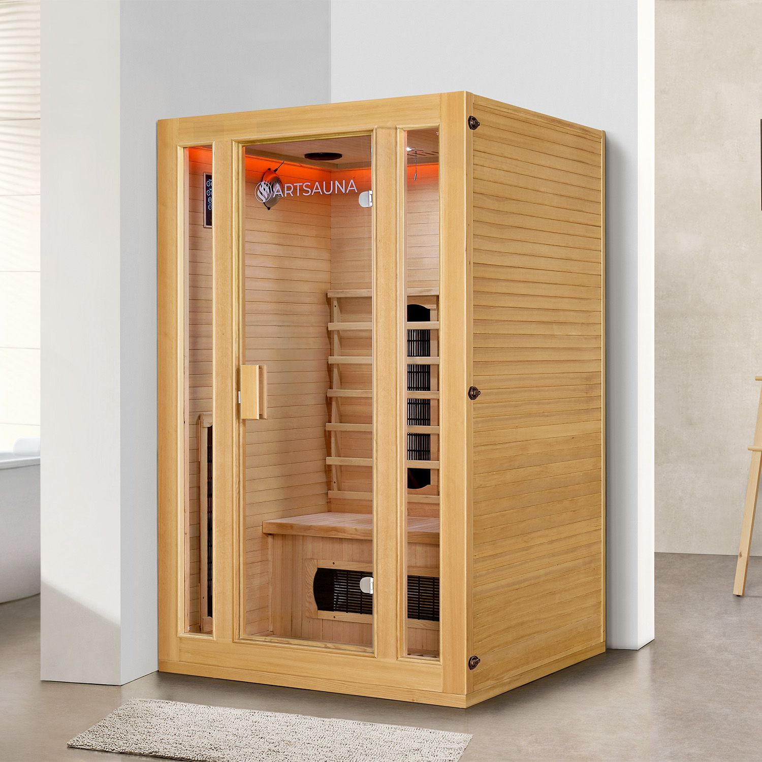 INFRAROTKABINE Nyborg S120K mit Keramik-, Flächenstrahler & Hemlockholz - Naturfarben, Holz (120/190/105cm) - Artsauna