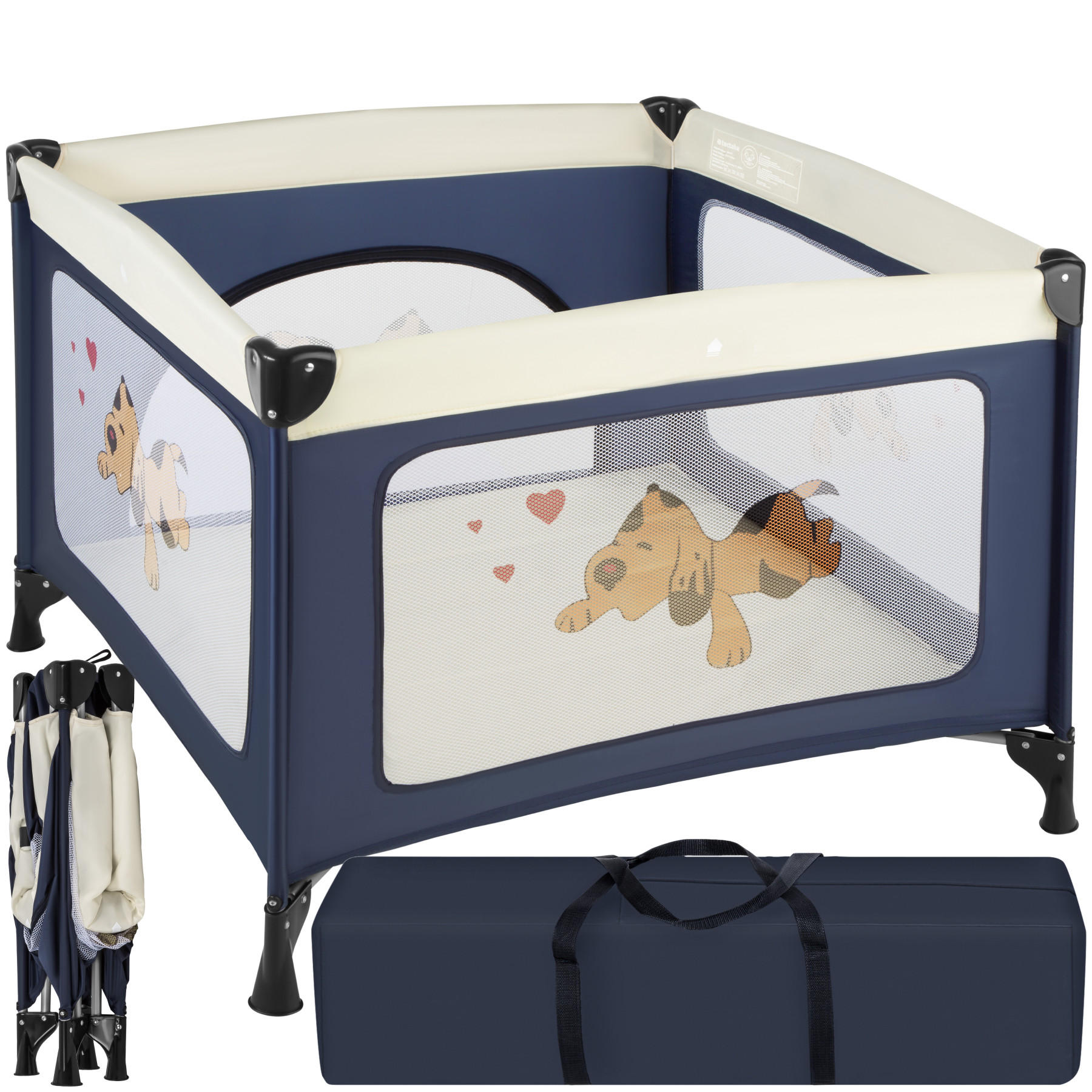 LAUFSTALL für Baby Tommy Junior,105 x 105 x 78 cm,blau - Blau, Textil (105/75/105cm) - tectake