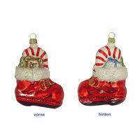 CHRISTBAUMSCHMUCK Stiefel mit Zuckerstange Rot & Schwarz 11 cm - Multicolor, Metall (0.1/11/0.1cm)