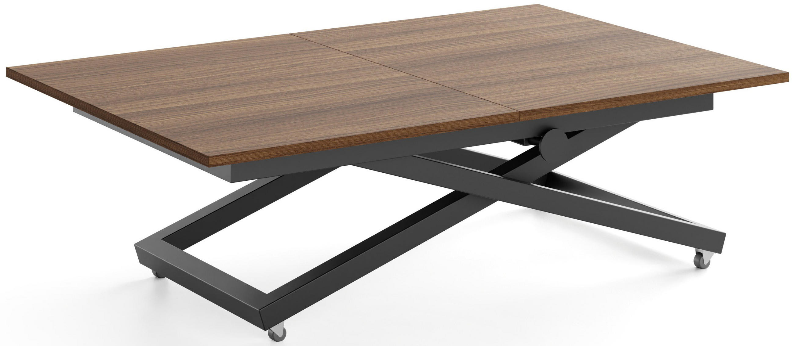 COUCHTISCH Axen höhenverstellbar ausziehbar, Nussbaum Braun 120-160/80/38-75 cm - Walnussfarben/Schwarz, Holzwerkstoff/Metall (80/160/75cm) - WFL GROUP