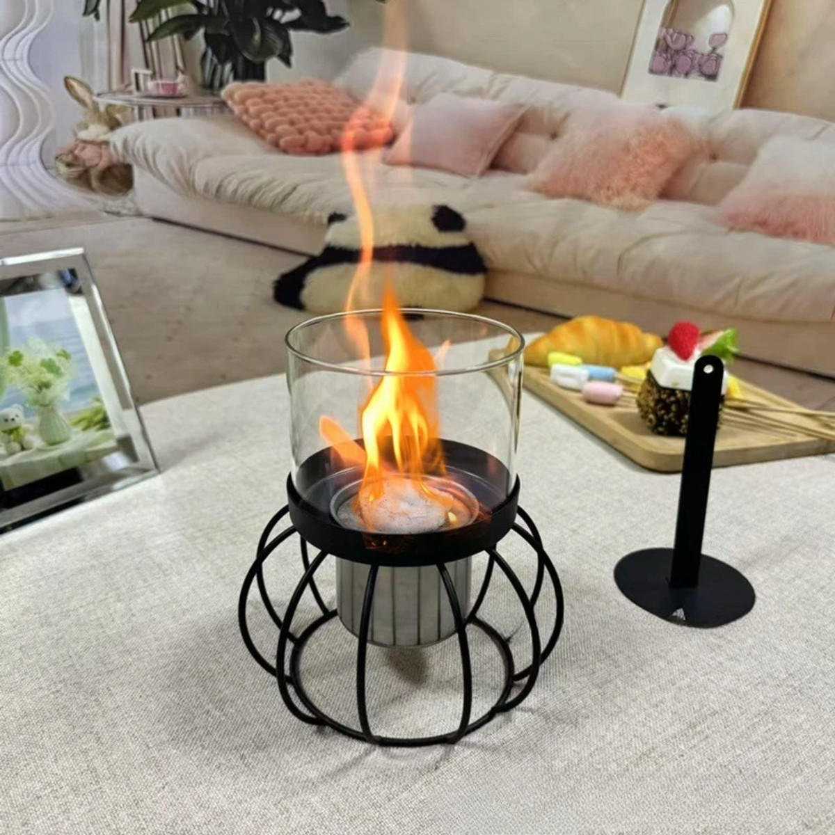 BIOETHANOL-KAMIN Weiß 15.1/15.1/16.7 cm - Schwarz, Metall (15.1/16.7/15.1cm) - Authentics