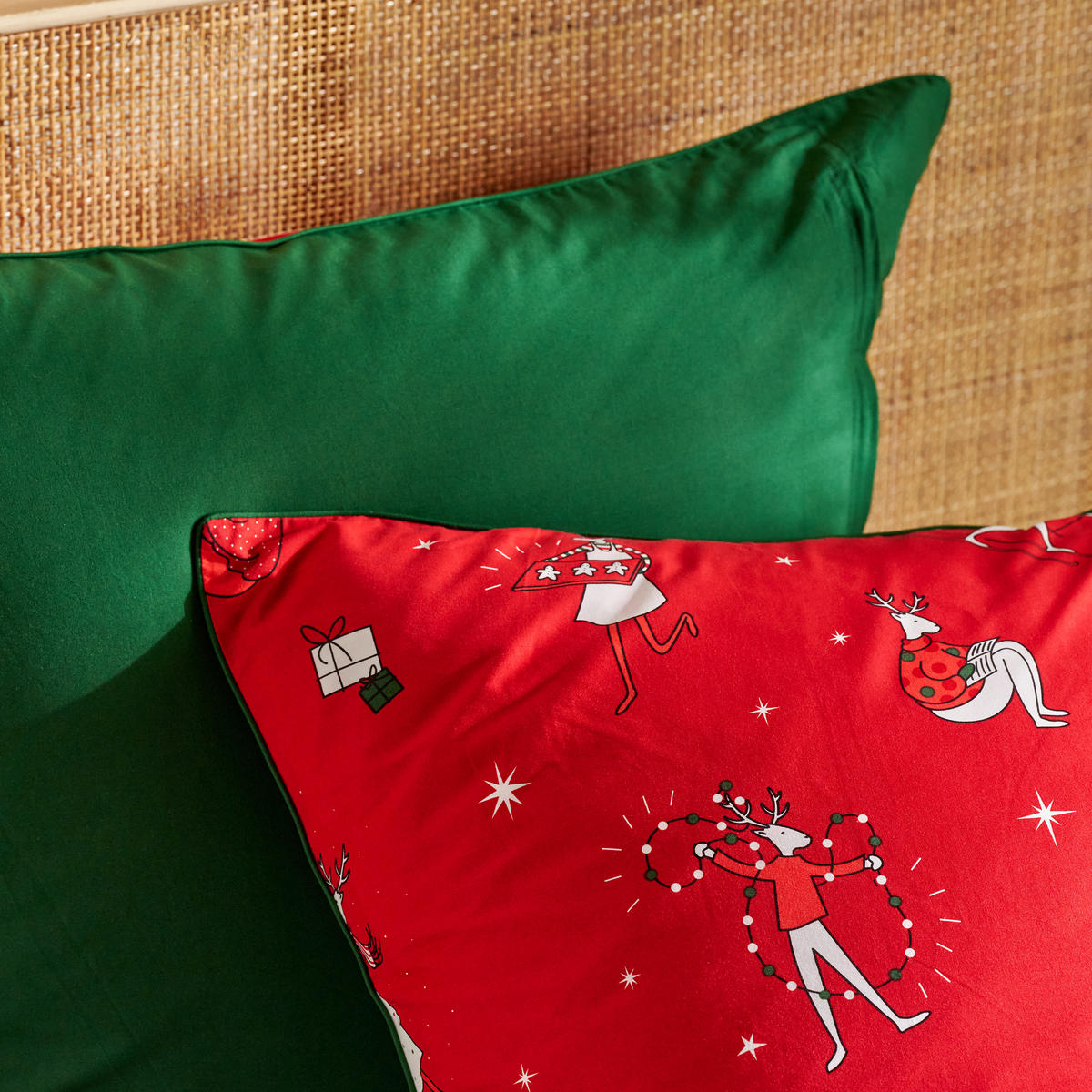 BETTWÄSCHE Baumwoll OLINERINI, 160x200 cm, Rot, Winter Weihnachten Bettbezug, Weihnachtsdeko, Christmas, Weihnachtsmotiv - Rot, Textil (160/200cm) - home&you