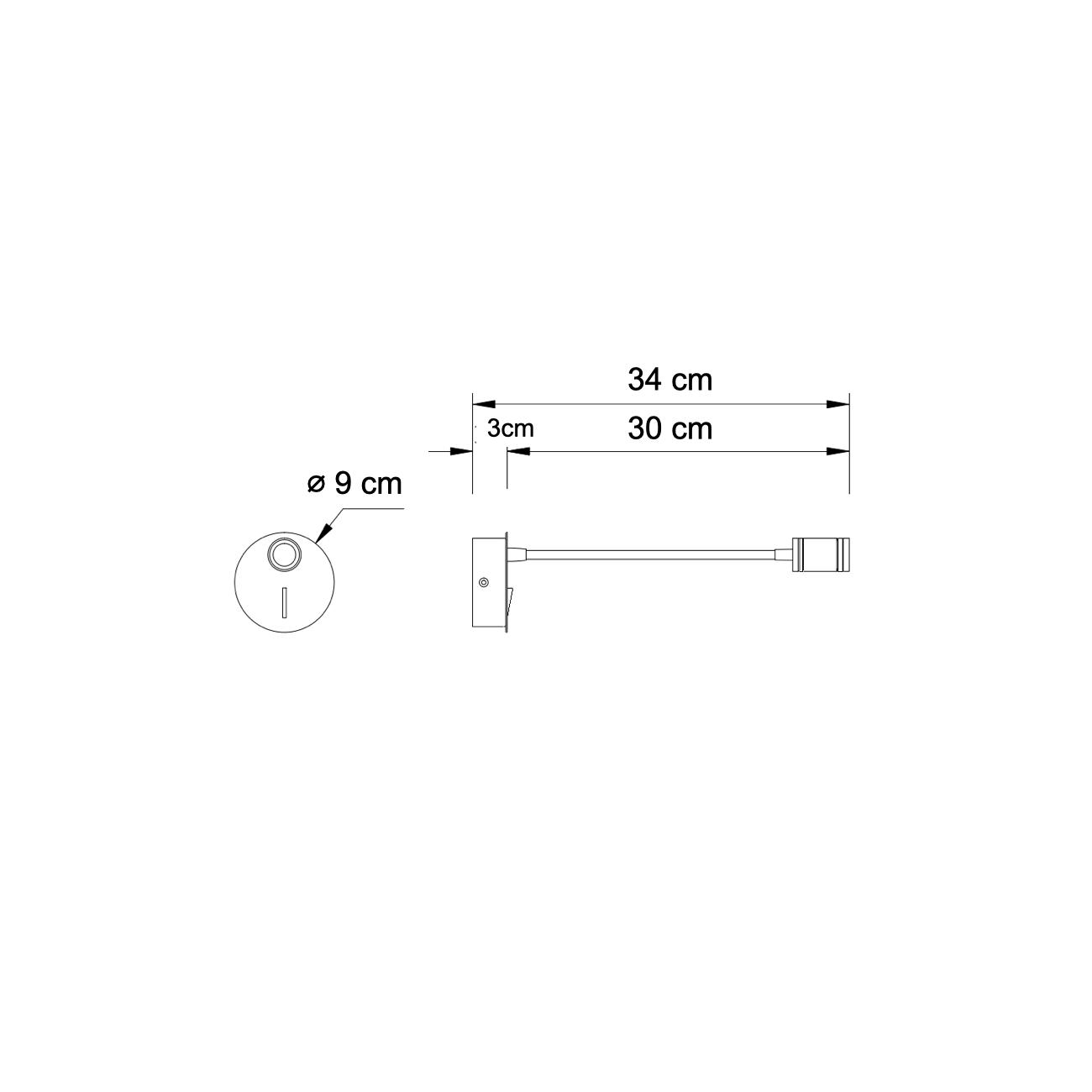 WANDLEUCHTE Aski, Schwarz, 34cm - Schwarz, Metall (9/9/34cm) - KOSILUM