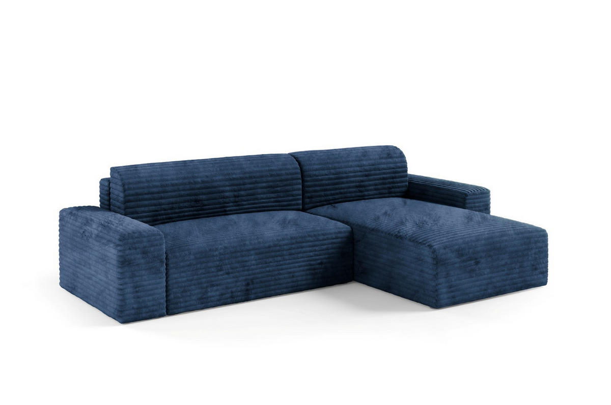ECKSOFA mit Schlaffunktion Dunkelblau - Schwarz/Dunkelblau, Holz/Holzwerkstoff (300/185cm) - Furnisell