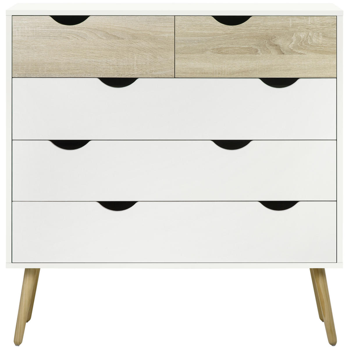 KOMOODE DE-12781 5 Schubladen, skandinavisch Weiß - Weiß, Holzwerkstoff (99/101/39cm) - ComfortXL