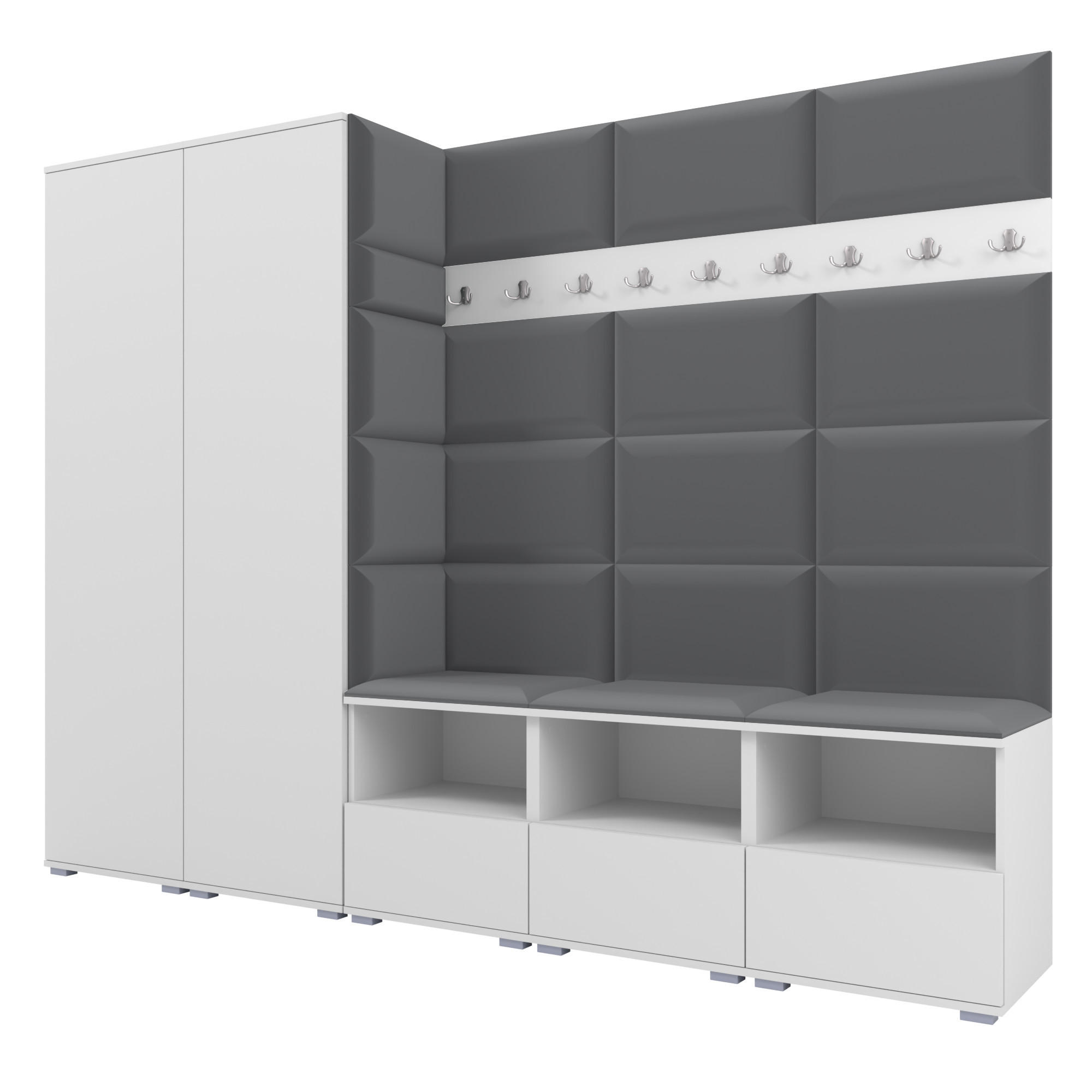 Ravio Garderobe Weiß, Dunkelgrau 250x187x40 cm