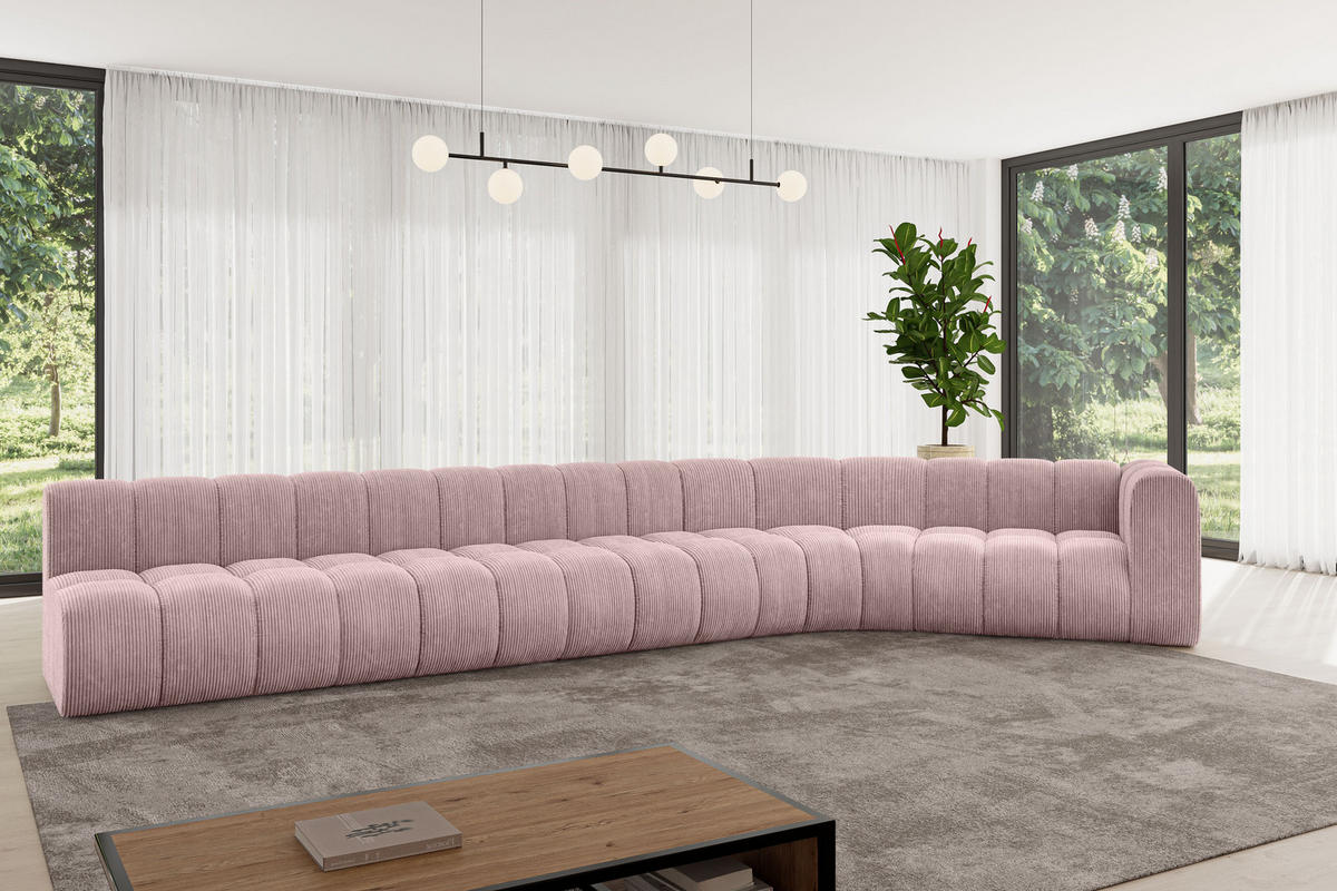 ECKSOFA modulares Sofa Karex-L3 - 490x194x70 cm Rosa - Rosa, Holzwerkstoff/Textil (490/194cm) - ALTDECOR