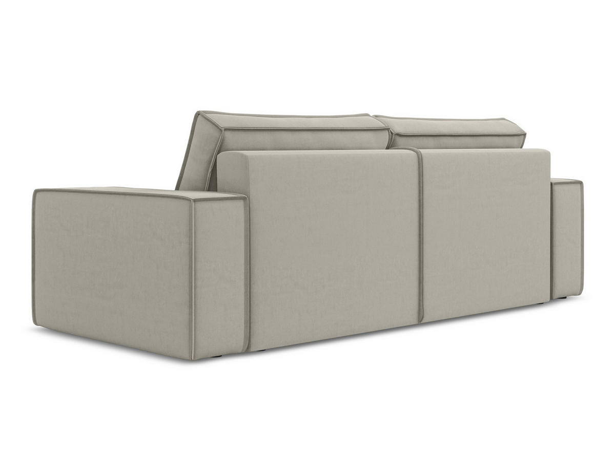 3-SITZER SOFA mit Schlaffunktion Samt Stoff Creme - Perlmutt/Creme, Kunststoff/Textil (255/85/105cm) - Makamii