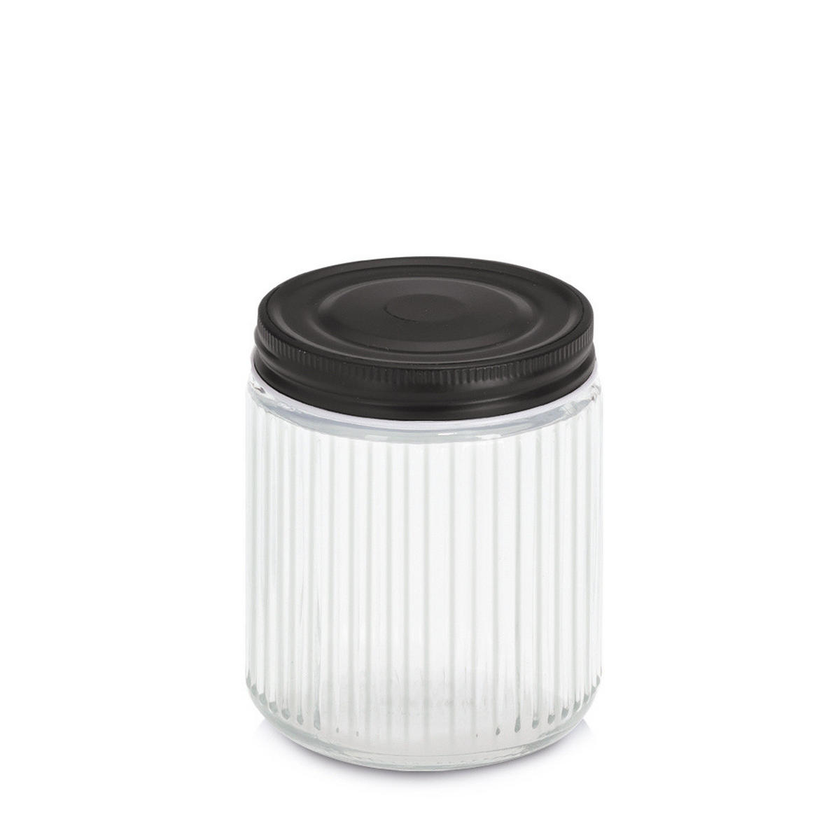 GLASBEHÄLTER geriffelt mit Metalldeckel - Transparent, Glas (9.3/11.3/9.3cm) - ZELLER