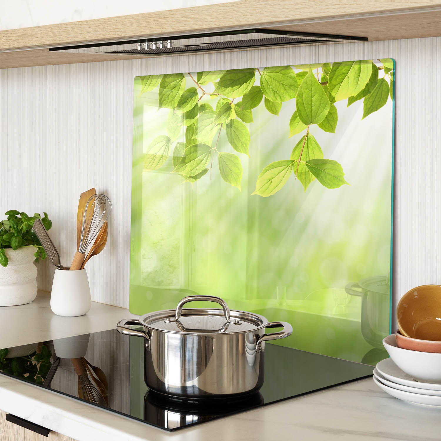 GLASPLATTE 60x52 cm Blätter - Grün, Glas (60/0.4/52cm) - TULUP