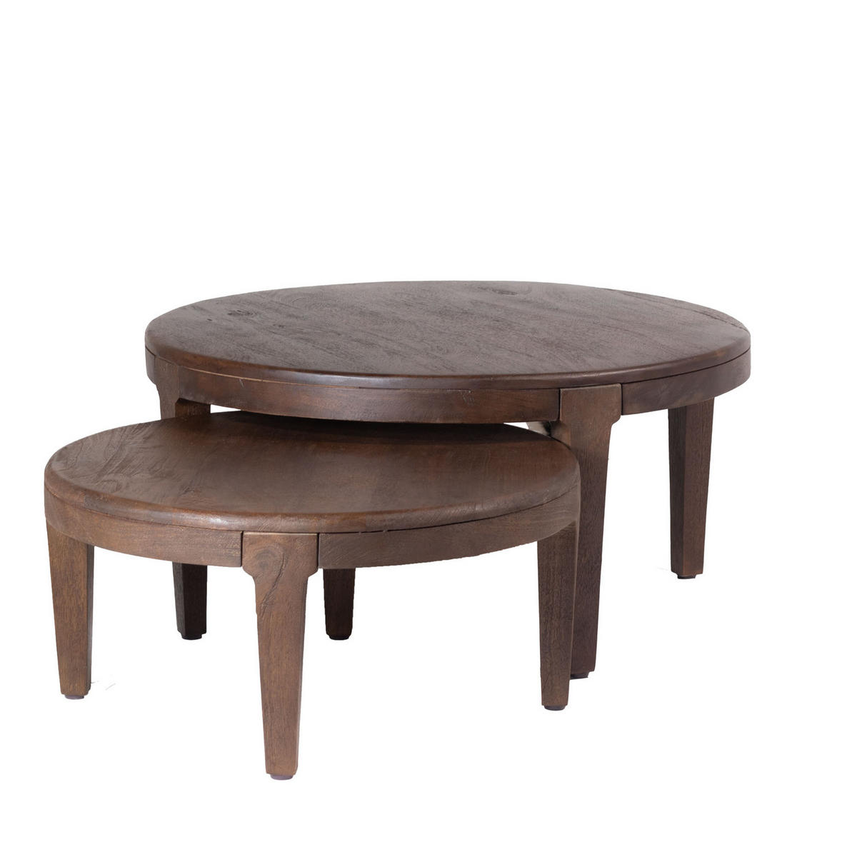 2ER Set runde Couchtische aus Akazienholz, braun - Braun, Holz (77/77/36cm) - Giga Meubel