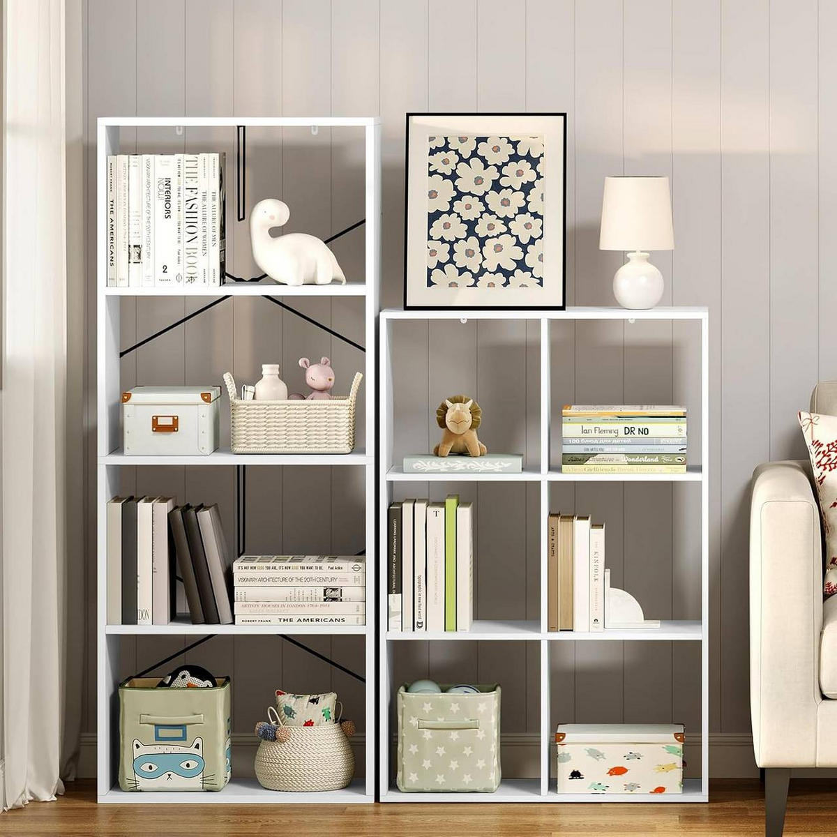 BÜCHERREGAL mit 3 Ebenen 6 Fächern, Holzwerkstoff, Weiß - Weiß, Holzwerkstoff (74/106/29cm) - Woltu