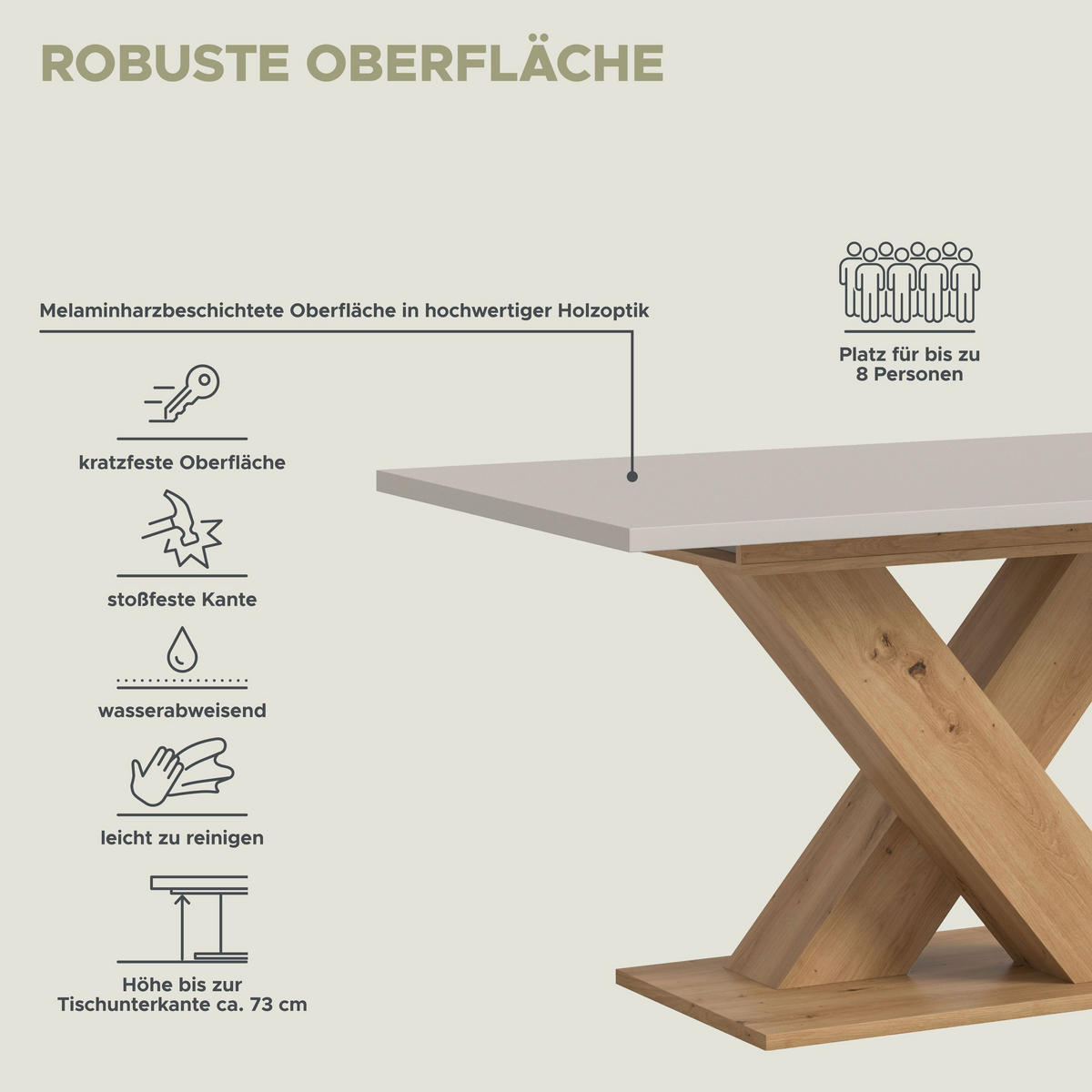 ESSTISCH MOTION (B/H/T: ca. 150/76/90 cm) in Artisan Eiche Nachbildung/Kaschmir - Eichefarben, Holzwerkstoff (90/150/76cm)