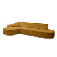 ECKSOFA Ottomane Links MARI-L2-v1 - 328x171x83 cm Senfgelb Cord - Gelb, Holzwerkstoff/Textil (328/171cm) - ALTDECOR