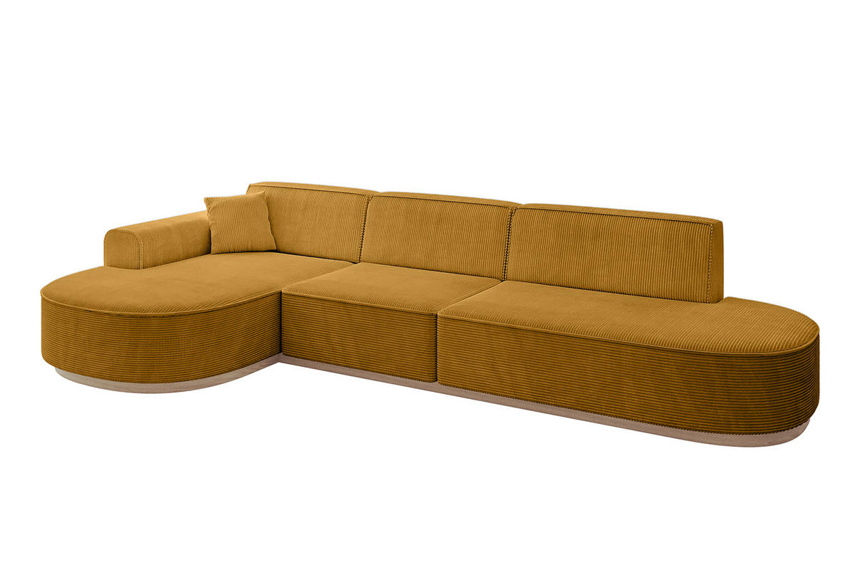 ECKSOFA Ottomane Links MARI-L2-v1 - 328x171x83 cm Senfgelb Cord - Gelb, Holzwerkstoff/Textil (328/171cm) - ALTDECOR