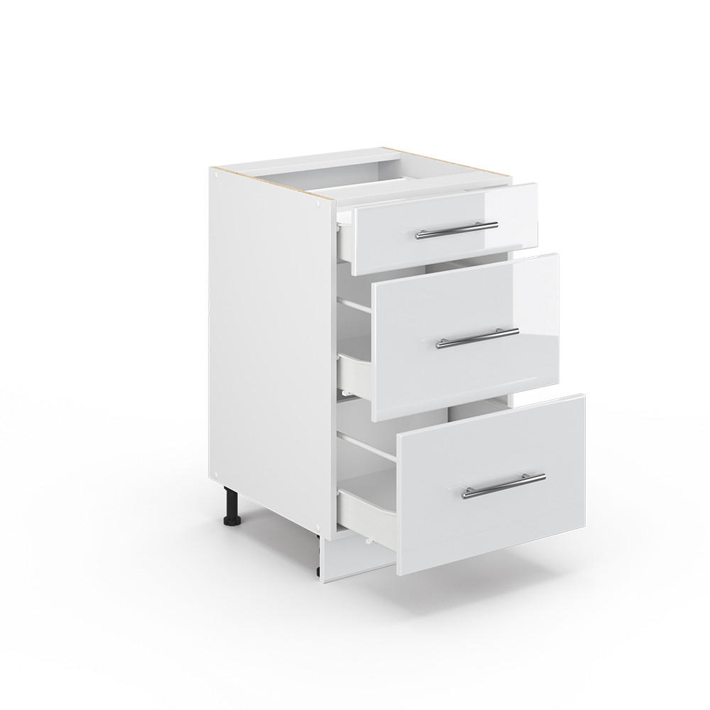 KÜCHENUNTERSCHRANK Fame-Line Weiß Hochglanz 50 cm ohne AP - Weiß Hochglanz/Weiß, Holzwerkstoff (50/82/51.6cm) - Vicco