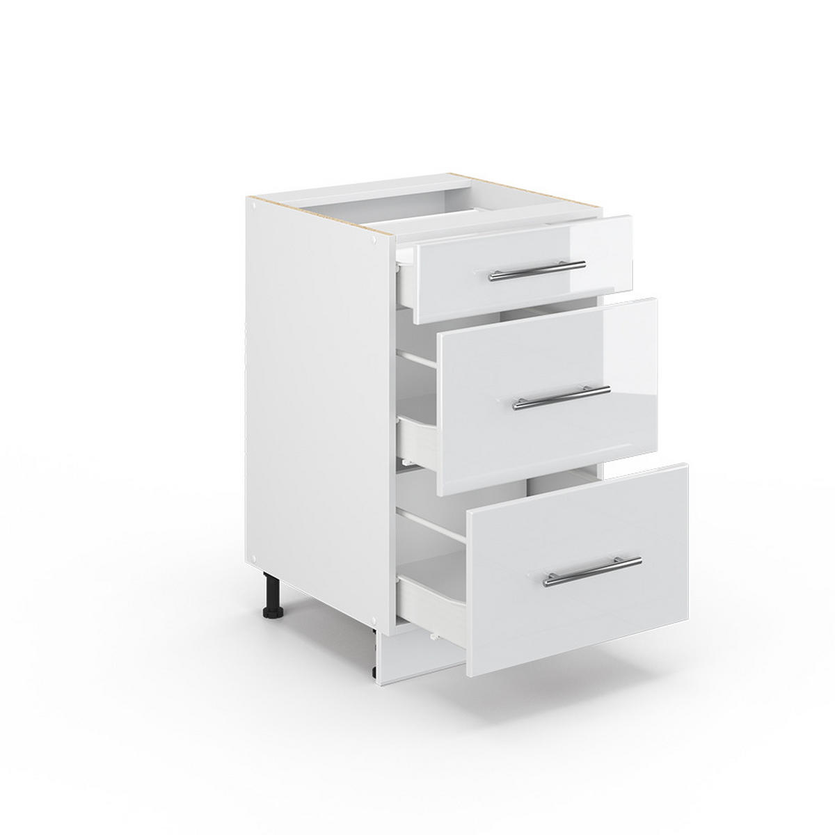 KÜCHENUNTERSCHRANK Fame-Line Weiß Hochglanz 50 cm ohne AP - Weiß Hochglanz/Weiß, Holzwerkstoff (50/82/51.6cm) - Vicco