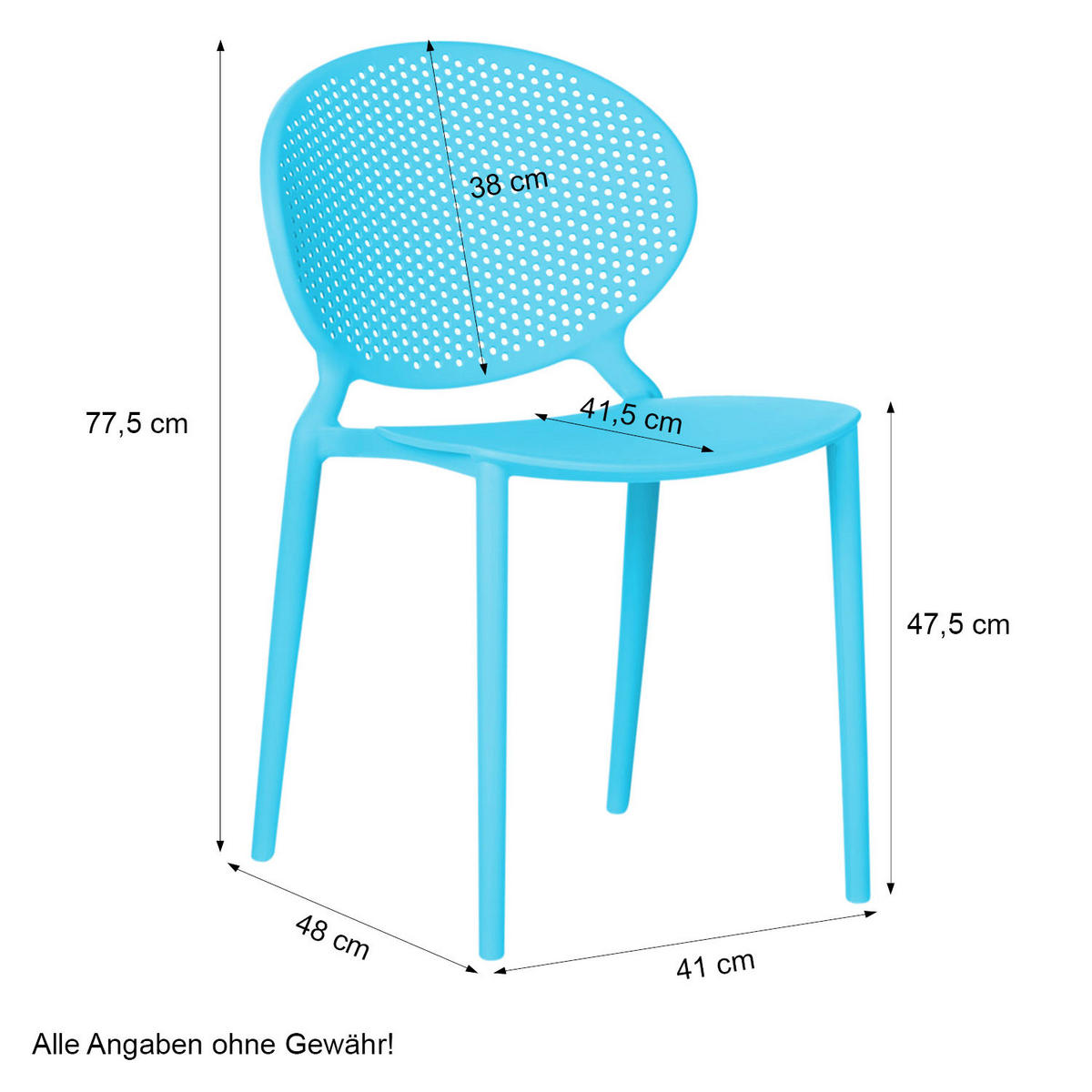GARTENSTUHL 4er-Set Kunststoff Blau - Blau, Kunststoff (41/77/48cm) - Homestyle4u