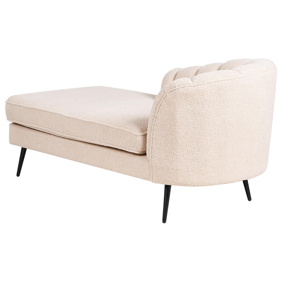 CHAISELONGUE Bouclé hellbeige rechtsseitig Allier - Beige/Schwarz, Textil (150/75/76cm) - Beliani