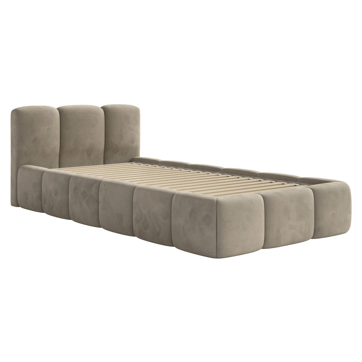 POLSTERBETT Cloudy Low Graubeige Samt, 90x200 cm - Taupe/Schwarz, Kunststoff/Textil (90/200cm) - Selsey
