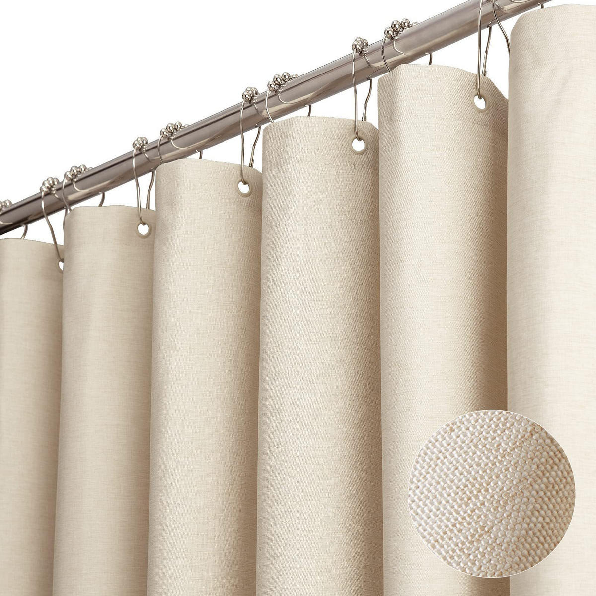 DUSCHVORHANG Polyester wasserdicht dekorativ mit Haken Kunststoff - Beige, Textil (180/180cm) - MCBOSON
