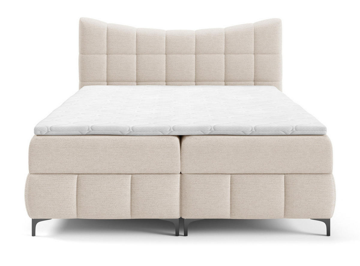 BOXSPRINGBETT 200x200 Almera, Chenille, Bettkasten, Matratze, Beige - Beige, Holz/Textil (200/200cm) - Emporius