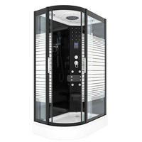 DUSCHKABINE Komplettdusche Dusche D30-73M0L-EC 120x80 cm - Schwarz, Glas/Kunststoff (120/80/215cm) - AcquaVapore by Sandra Jentho