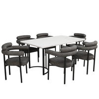 ESSGRUPPE DE-39154 140/80 cm Tisch mit 6 Stühlen Grau - Grau, Metall (140/75/80cm) - ComfortXL