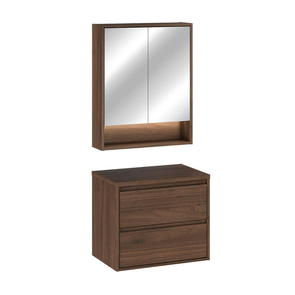 BADMÖBEL 60cm Edmé 2er-Set Holz - Braun, Holzwerkstoff (60/52.2/46cm) - Petits-meubles