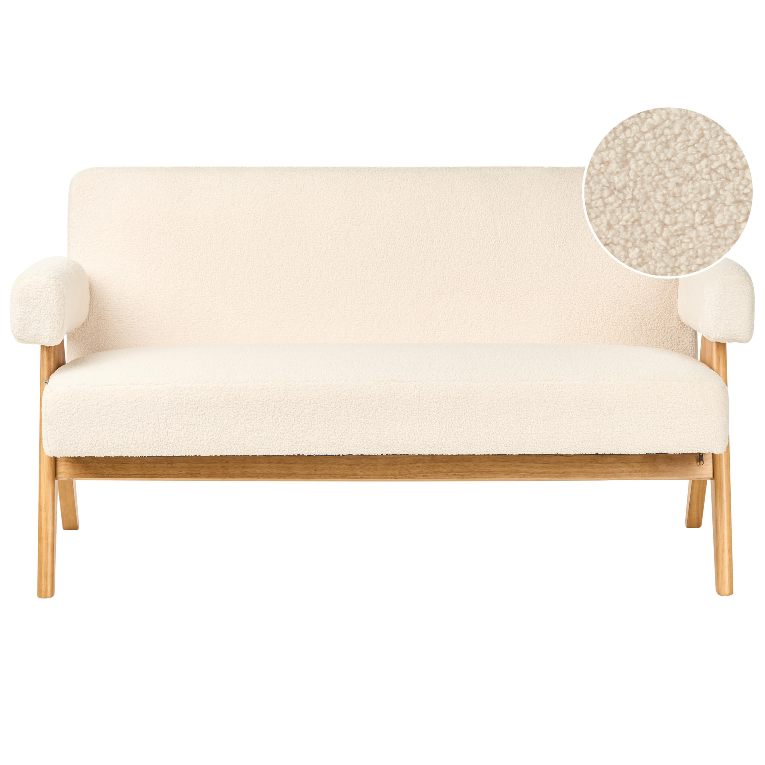2-SITZER-SOFA Bouclé Cremeweiß/Hellbraun Tamre - Creme, Textil (148/79/78cm) - Beliani