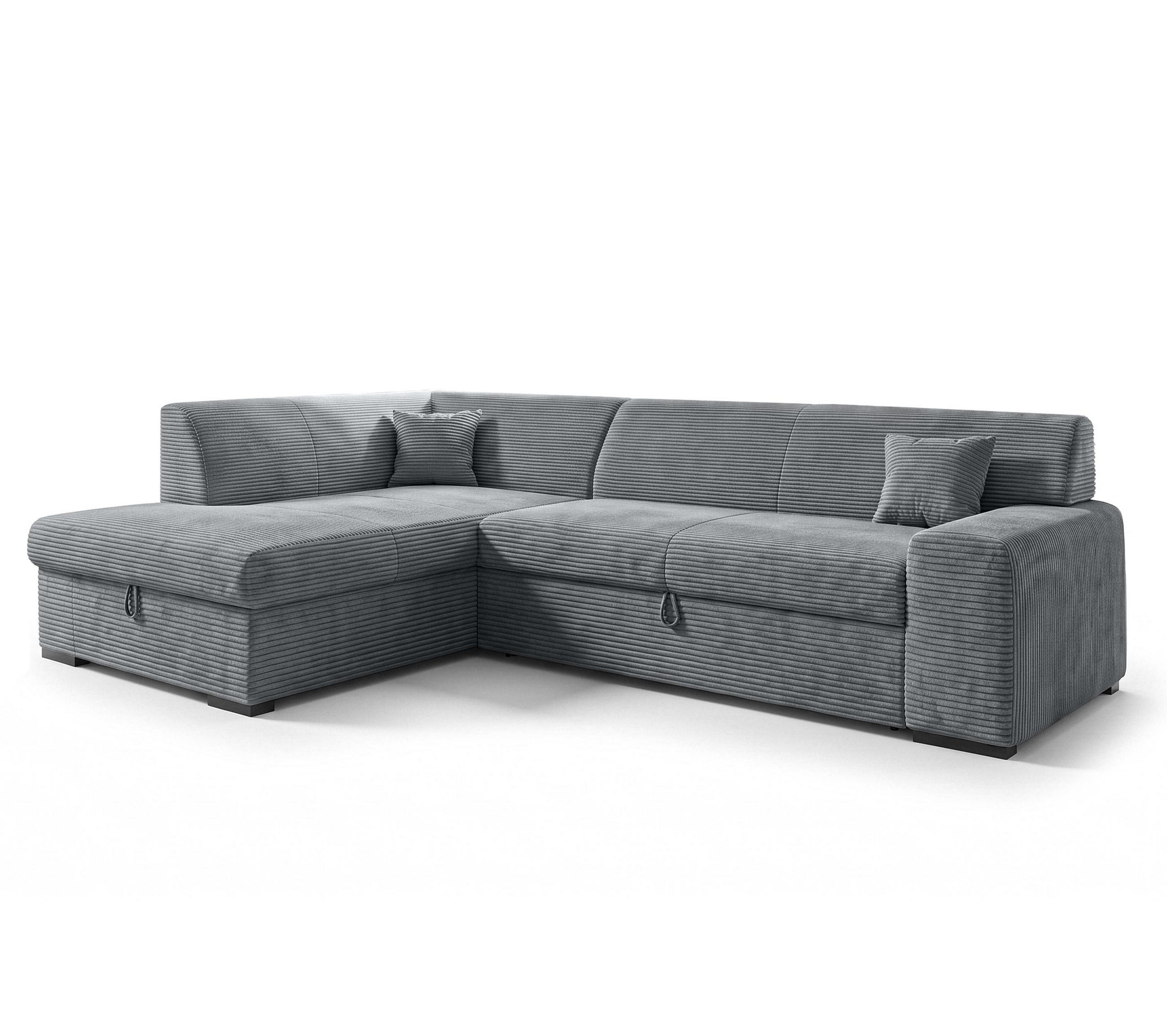 ECKSOFA L Form Lucera Grau 260/175/71 cm Links mit Schlaffunktion - Schwarz/Grau, Kunststoff/Textil (260/175cm) - AX Living
