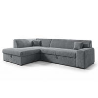 ECKSOFA L Form Minosa Grau 260/175/71 cm Links mit Schlaffunktion - Schwarz/Grau, Kunststoff/Textil (260/175cm) - AX Living