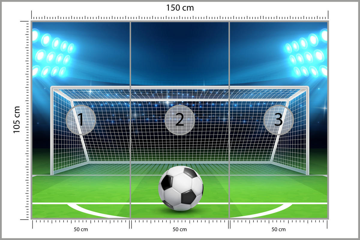 FOTOTAPETE für Jugendzimmer Elfmeter Schuss Linie Fußball 150x105 - Blau/Schwarz, Papier (150/105cm) - Muralo