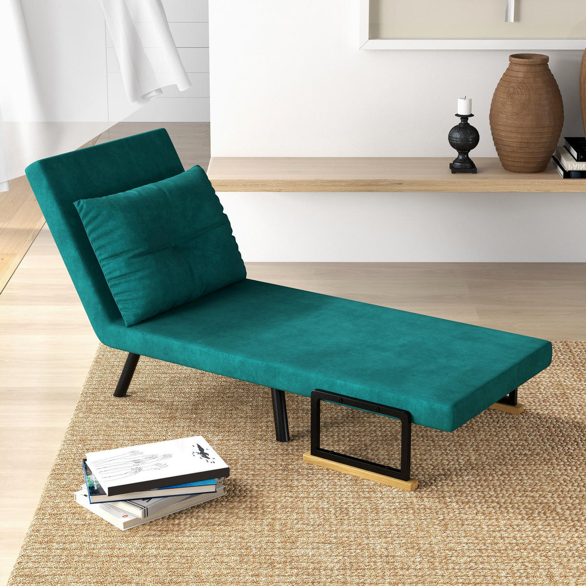 SCHLAFSESSEL DE-14647 5-fach verstellbar & Gästebettfunktion Grün - Grün, Textil (63/81/73cm) - ComfortXL