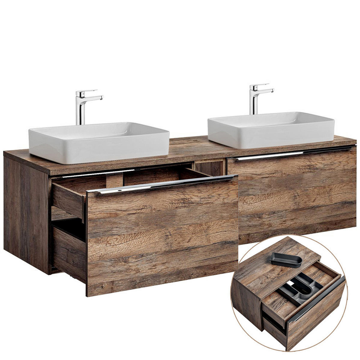 BADMÖBEL-SET 9-TLG. Puebla-56 - Braun, Holzwerkstoff (160/200/46cm) - Lomado