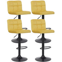 BARHOCKER 4er Set Samt Gelb - Gelb/Schwarz, Textil/Metall (40/85/40cm) - CLP