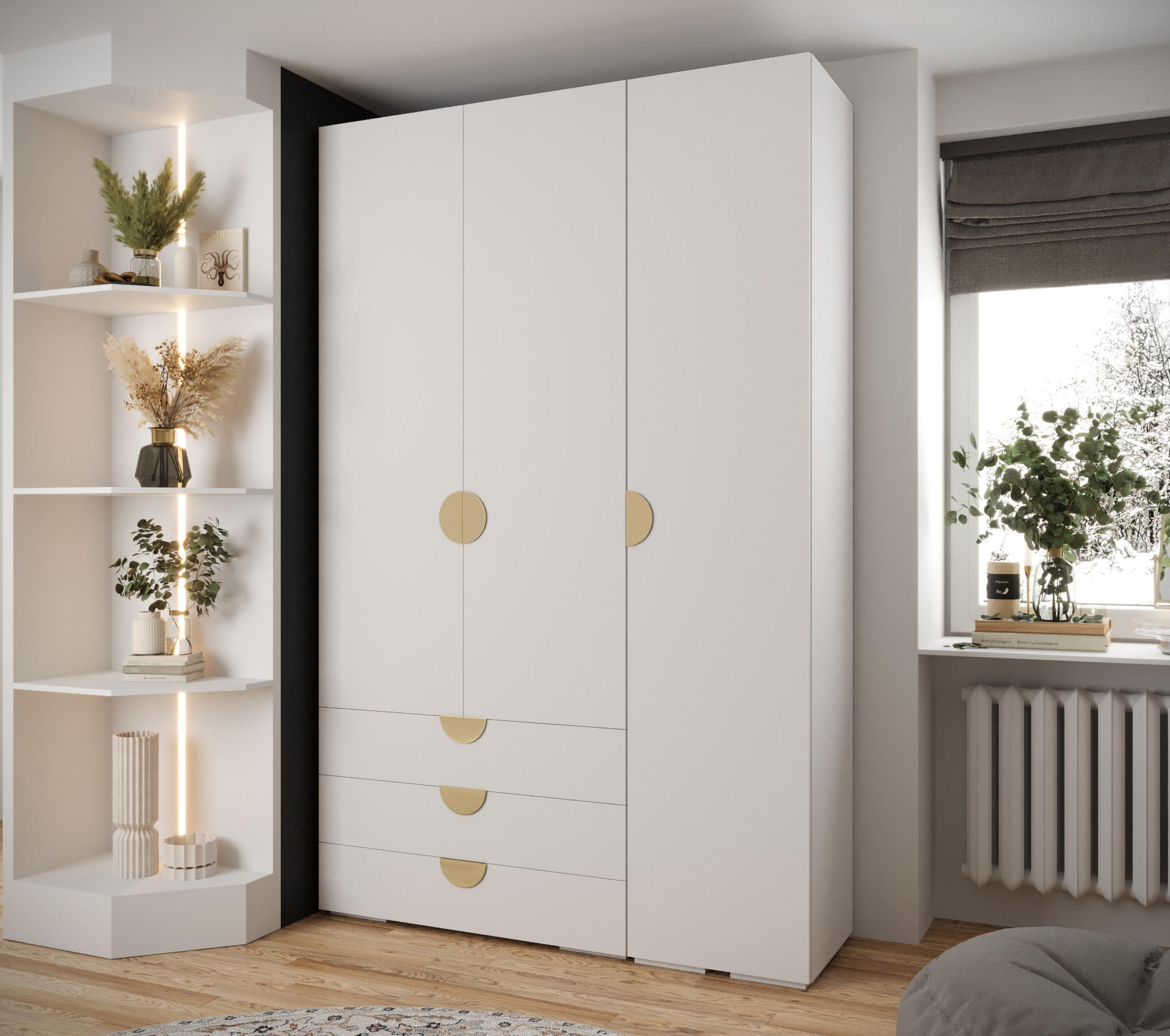 GARDEROBEN-SET 236,7/150/47 - Goldfarben/Schwarz, Holz/Kunststoff (150/236.7/47cm) - Abiks Möbel