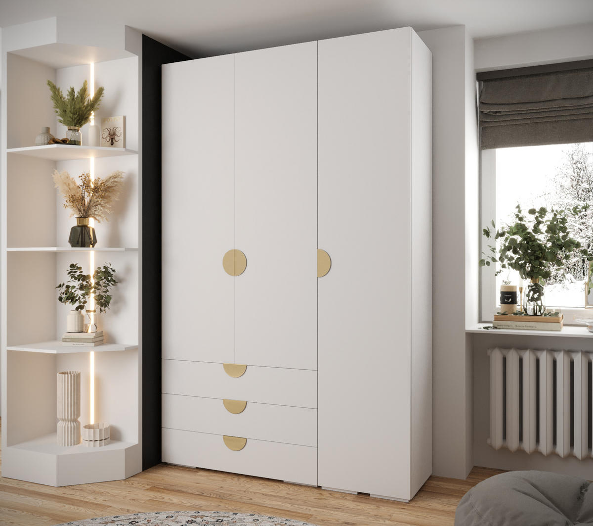 GARDEROBEN-SET 236,7/150/47 - Goldfarben/Schwarz, Holz/Kunststoff (150/236.7/47cm) - Abiks Möbel