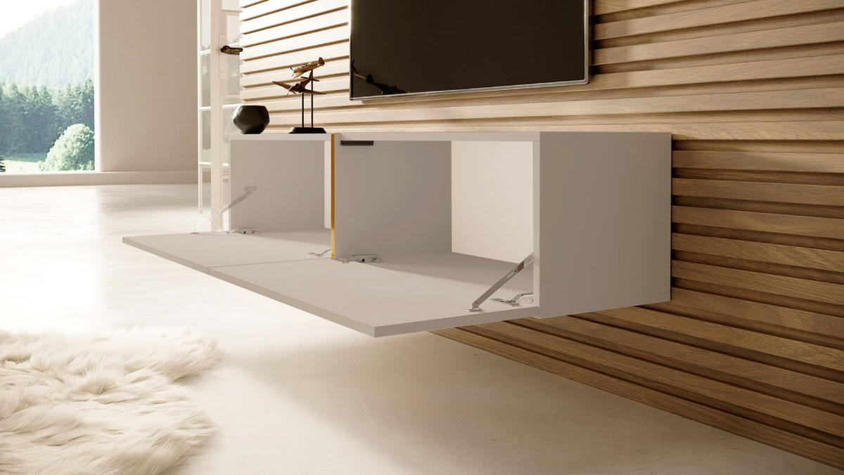 TV-HÄNGEBOARD Bisira Greige mit goldenem Einsatz 140 cm - Greige/Goldfarben, Holzwerkstoff (140/30/31.6cm) - Selsey