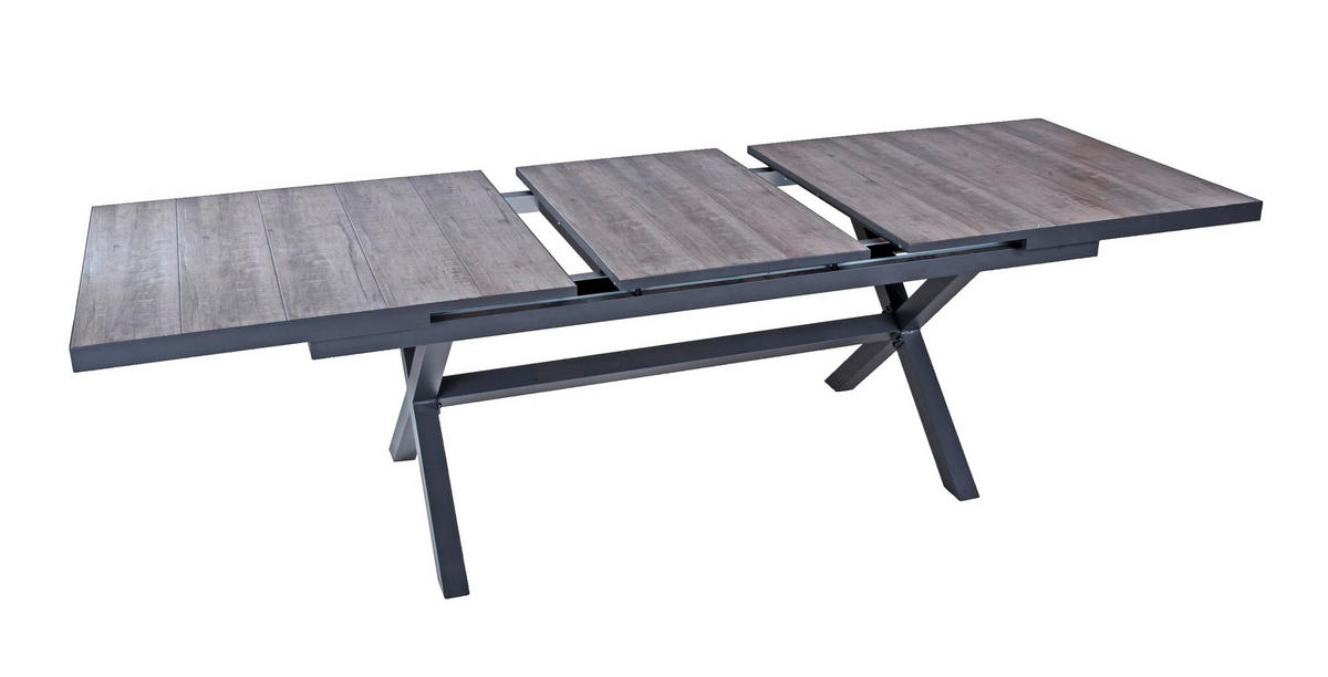 GARTENTISCH Jens Ausziehtisch - Dunkelgrau, Metall (260/100/77cm) - DELUKE