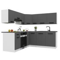 KÜCHENZEILE Italia 6 360 cm, mit Arbeitsplatten, Grau Matt - Grau, Holz (360/143/60cm) - B BELINI GROUP