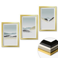 WANDBILDER 3er Set - 20x30 cm Goldrahmen - Minimalistische Pastellberge - Goldfarben, Kunststoff (20/30cm) - ArtPrintCave
