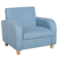 KINDERSOFA Kindersessel mit dickem Schaumstoff Sitzkissen Leinen Blau - Blau, Holz (45/44.5/49cm) - HOMCOM