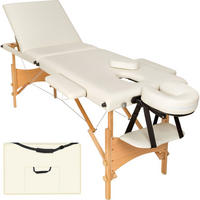 MASSAGELIEGE 3 Zonen Daniel,210 x 95 x 84 cm,beige - Beige, Holz (61/62/185cm) - tectake