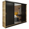 SCHIEBETÜRENSCHRANK RETRO 1 200 - Eiche Craft Gold + Schwarz 200x205x59cm - Honigeiche/Schwarz, Holzwerkstoff (200/205/59cm) - Kier Furniture