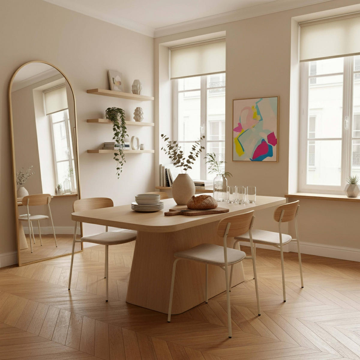 ESSTISCH, helles Holzeffekt - Beige, Holz (180/90/75cm) - Oviala