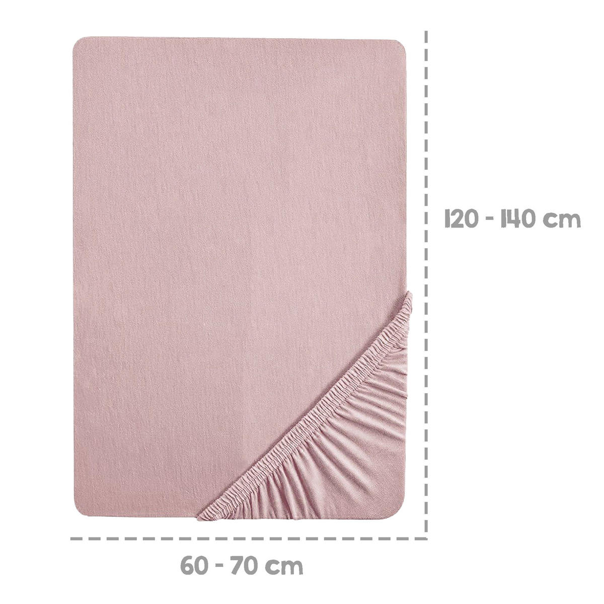 SPANNBETTLAKEN 60x120 - 70x140 cm - Altrosa, Textil (70/140cm) - Roba