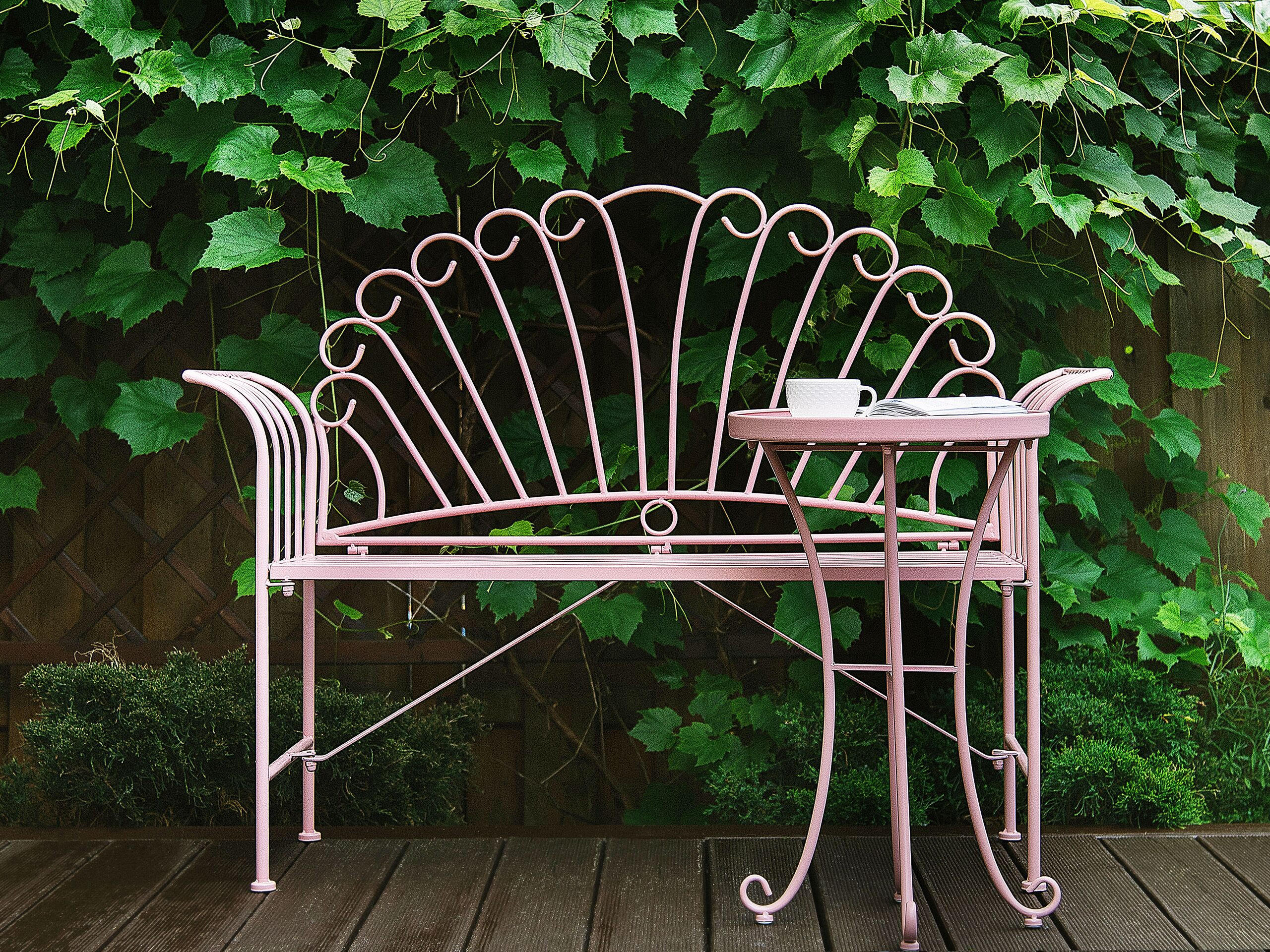 GARTENBANK Metall 2-Sitzer rosa 125 cm Cavinia - Rosa, Metall (125/97/46cm) - Beliani